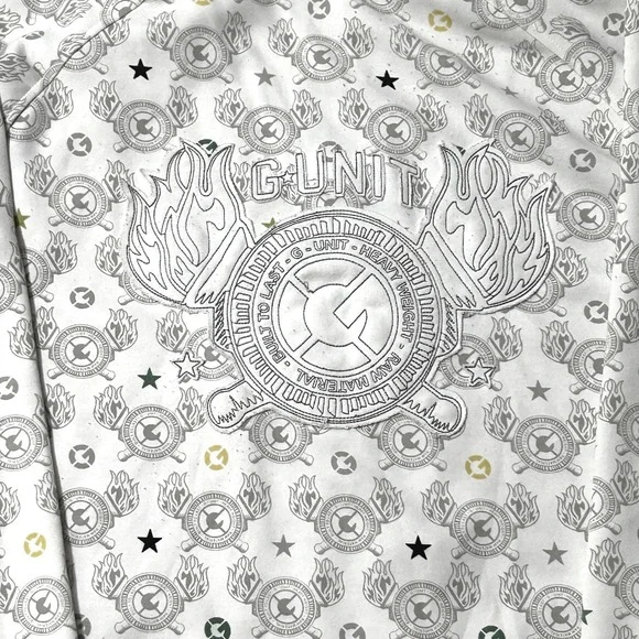 Vintage G-Unit Full Zip Track Jacket White All Over Print Logo Mens L 50 Cent - Picture 4 of 9